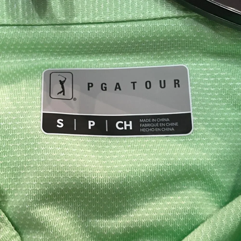 PGA Tour Men's Birdseye Textured Performance Polo Shirt Patina green small - Picture 8 of 8